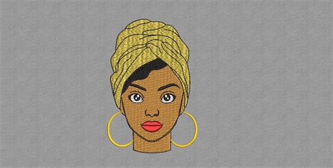 Afro Woman Face Embroidery Design Machine Embroidery Design Etsy