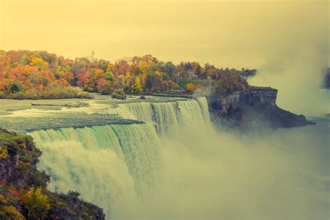 American Side Of Niagara Falls During Sunrise Filtered Imag Stock