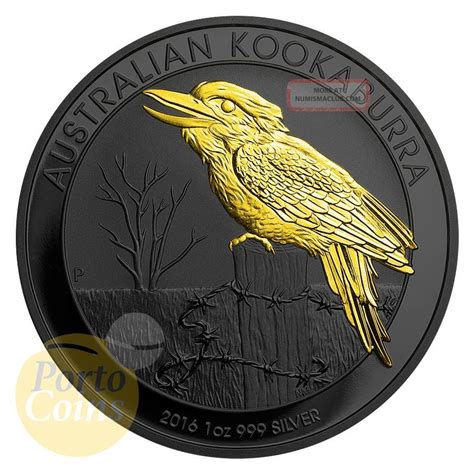 Oz Australian Fine Silver Kookaburra Ruthenium K Gold