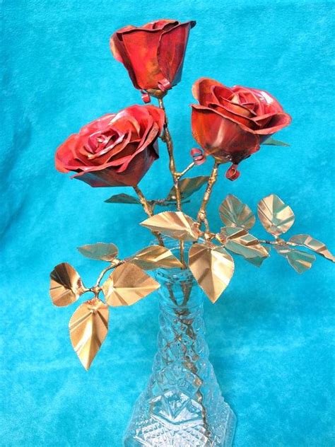 Handmade Copper Roses Different Sizes For Wedding Or Anniversary On