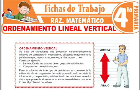 Ordenamiento Lineal Vertical Para Cuarto De Primaria Fichas De Trabajo