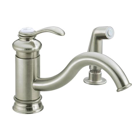 Kohler Fairfax Single Handle Standard Kitchen Faucet With Sidespray And Less Escutcheon In