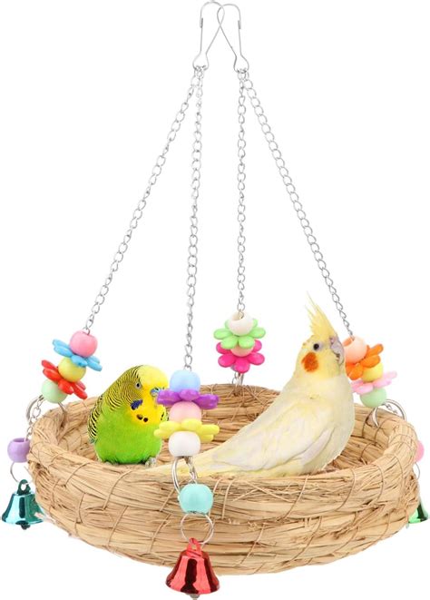 Amazon Hypeety Natural Handwoven Straw Nest Bed Large Bird Swing