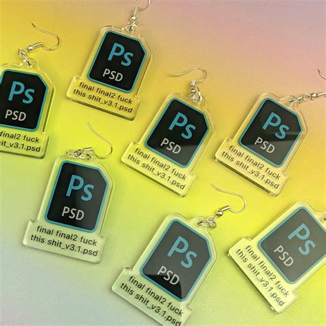 Photoshop Earrings Graphic Design Rude Fuck Swearing Etsy