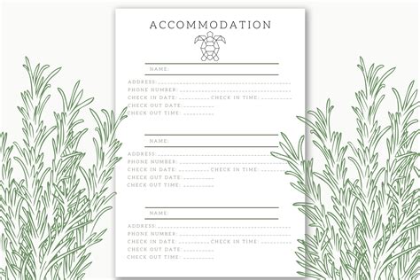 Accommodation Sheet Book A Hotel Plan Graphic By Xpression Design