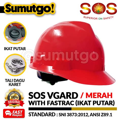 Jual Helm Safety Proyek Merah Sos Vgard Ikat Putar Fastrac Tali