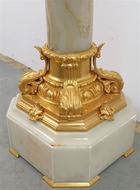 Proantic Grande Colonne En Onyx Et Bronze Dore Tournant Eme