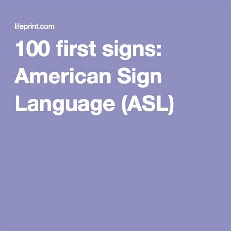 100 First Signs American Sign Language Asl Artofit