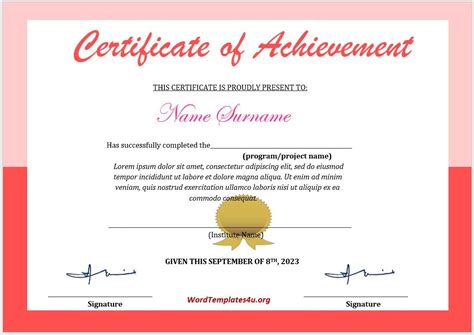 16 Free Achievement Certificate Templates - MS Word Templates