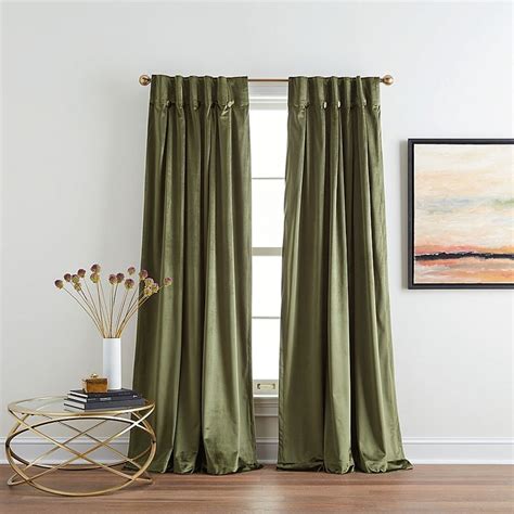 Dkny Velvet Inverted Pleat Tab Top Window Curtain Panels In Olive