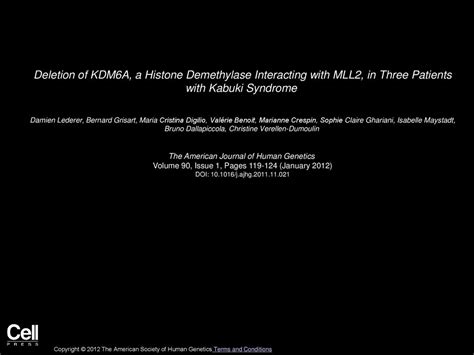 Deletion Of Kdm A A Histone Demethylase Interacting With Mll In