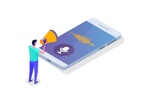 Mensagens De Voz Conceito Isométrico De Reconhecimento De Voz Com Caráter Pode Usar Para