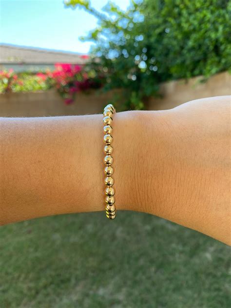 5mm 14k Gold Filled Beaded Stretch Bracelet The Etsy