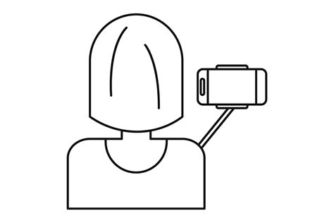 Woman Take Selfie Icon Outline Style By Anatolir56 Thehungryjpeg