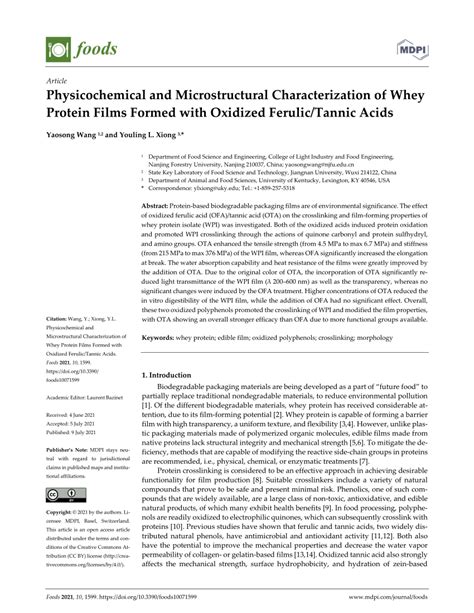 Pdf Physicochemical And Microstructural Characterization Of Whey