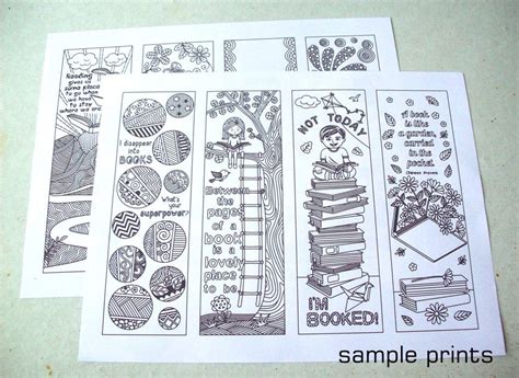 Set Of Coloring Bookmarks With Quotes About Books And Etsy Canada