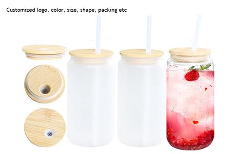 Wholesale Frosted Glass Tumbler With Bamboo Lid Raylon