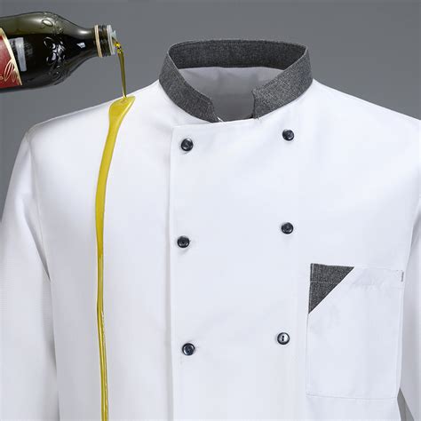 Irder Triangle Patchwork Pocket Chef Coat Work Uniform