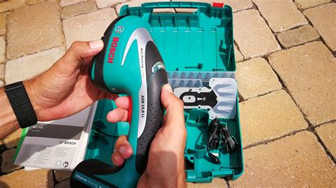 Unpacking Unboxing Cordless Shrub And Grass Shear Set Bosch Asb