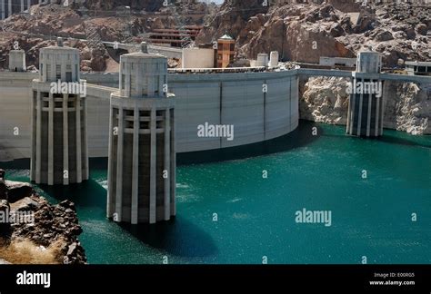 Large Intake Towers Take Water From Lake Mead Into The Dam To Create