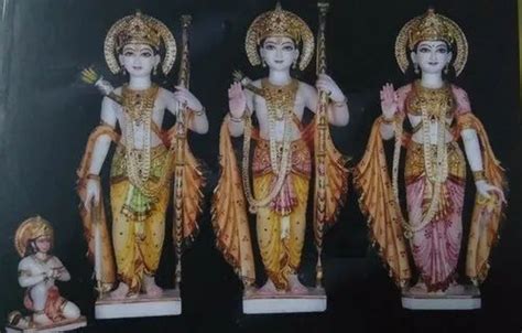 White Painted Lord Ram Darbar Marble Statue For Worship Size Ft