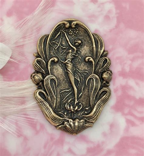 Antiqued Brass Lily Fairy Goddess Woman Stamping Jewelry Ornament