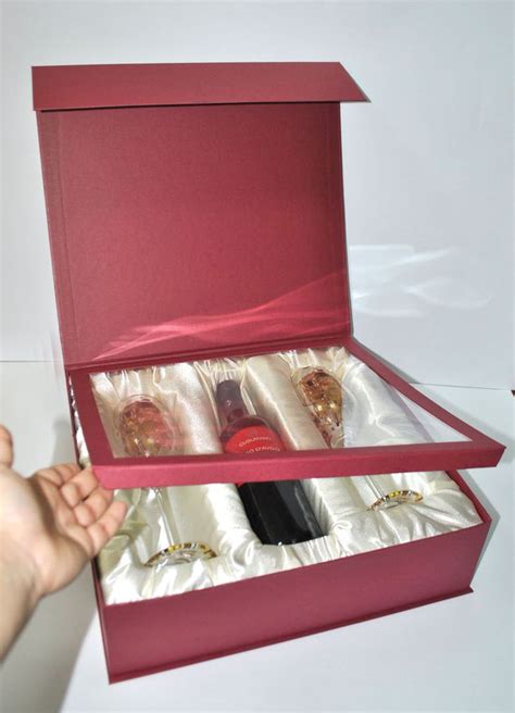 Red Gift Box with Bottles
