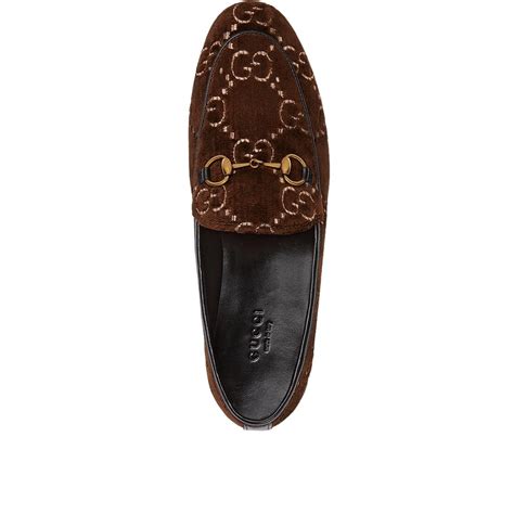 Gucci Brown Jordaan Gg Velvet Loafers Lyst