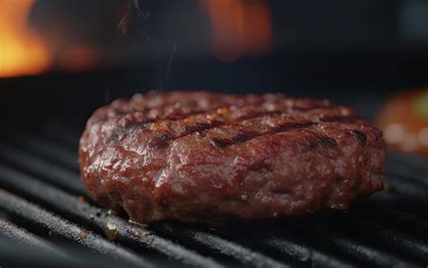 Um Hamb Rguer De Carne Grelhada De Perto Em Um Fundo De Churrasco