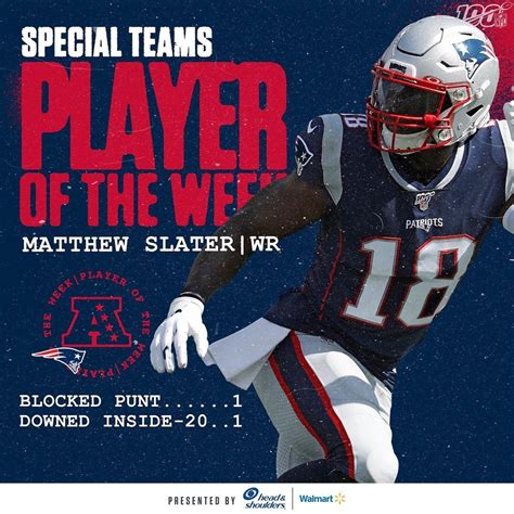 Another one!😎 Congratulations to Matthew Slater who has been named the AFC Special Teams Player ...