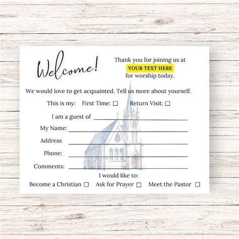 Editable Church Visitor Cards Church Visitor Cards Church Welcome