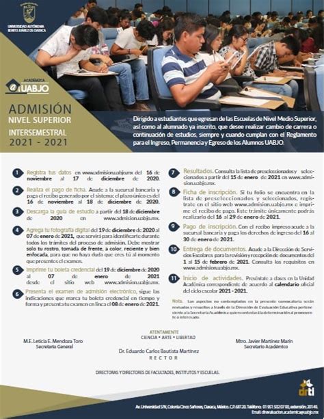 Convocatoria UABJO para admisión a nivel superior intersemestral 2021