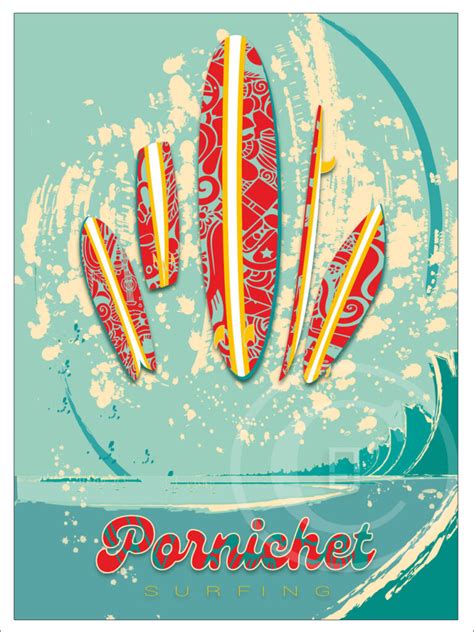 Affiche Pornichet Surfing Affiches Et Tirages D Art