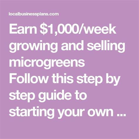 Earn 1 000 Week Growing And Selling Microgreens Follow This Step By