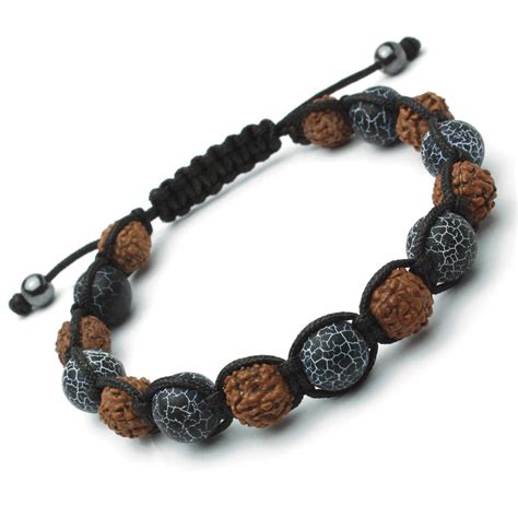 Bracelet style shamballa homme men s perles Ø 9 10mm bois graines