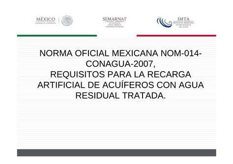 PDF NORMA OFICIAL MEXICANA NOM 014 CONAGUA La Presente Norma