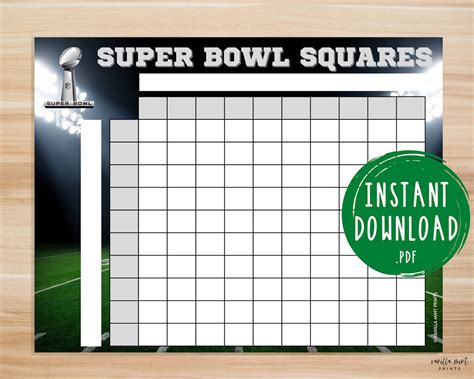 Super Bowl Squares Game Super Bowl Party Games Printable - Etsy