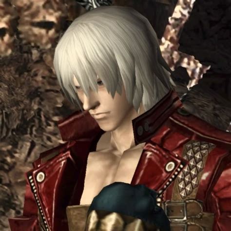 An Anime Character With White Hair And Red Leather Outfit Holding A