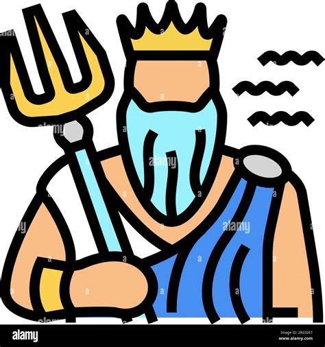 Poseidon Greek God Mythology Color Icon Vector Illustration Stock