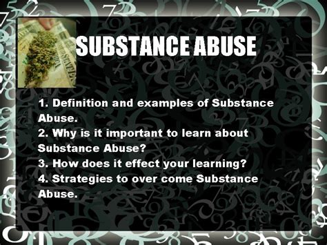 SUBSTANCE ABUSE SUBSTANCE ABUSE 1 Definition and examples