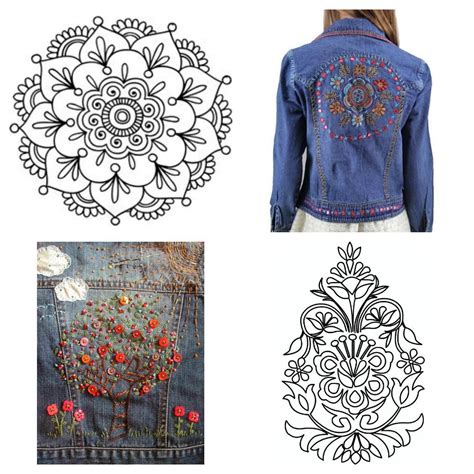 Campera De Jean Bordada Mandala Denim Diy Embroidery And Stitching