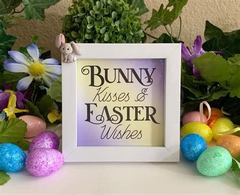 Bunny Kisses And Easter Wishes X Framed Sign With Easter Saying