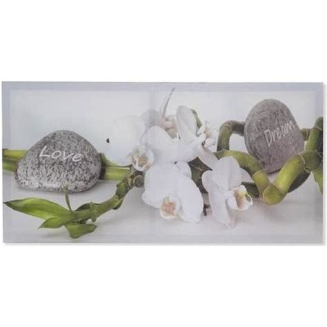 Cadre toile tableau Zen Fleur Orchidée blanche et Galet 80 x 40 cm