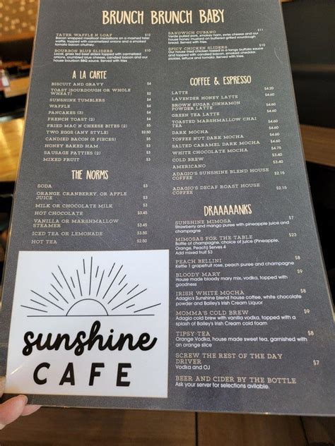 Menu At Sunshine Cafe Sequim