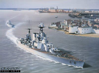 DHM1126 HMS Hood And HMS Express Departing From Portsmouth 1935 By