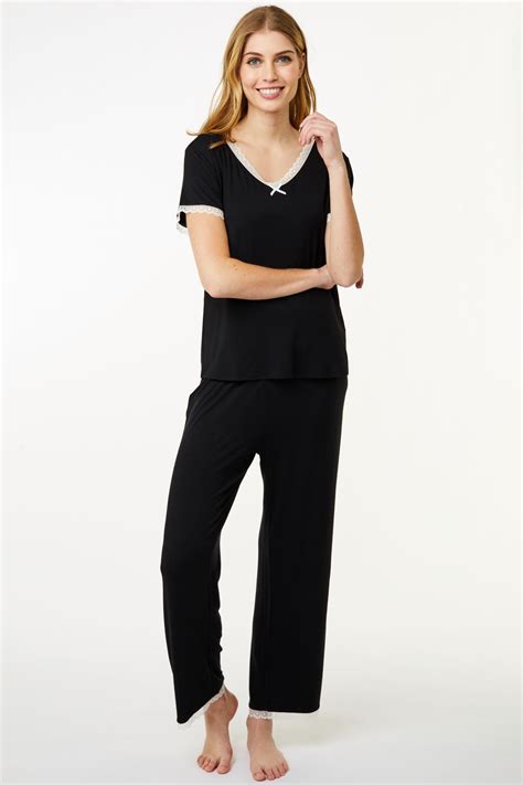 CCDK Jordan kortærmet T shirt pyjamas overdel i sort m blonde Hos Lohse