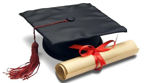 Graduation Cap And Diploma Scroll Isolated On White Background