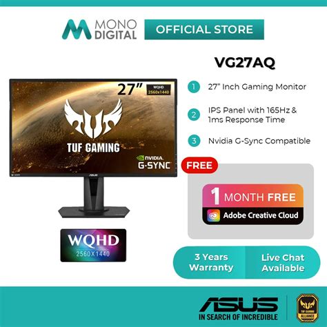 Asus Tuf Gaming Vg27aq Vg27aq1a Vg27aql1a Hdr Gaming Monitor 27