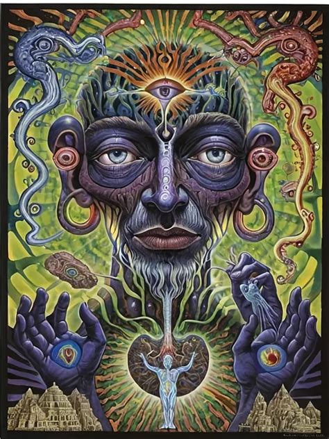 A Painting Of A Man Alex Grey Psychedelic Art Dm