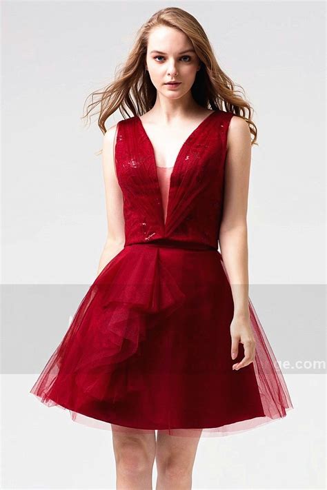 Two-Pieces Organza Short Raspberry Red Prom Dress